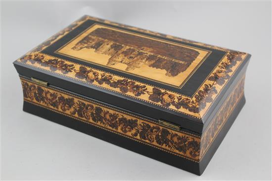 A Victorian Tunbridge ware casket, 9.75in.